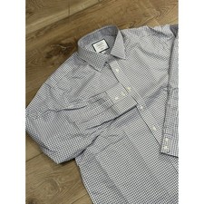 Charles Tyrwhitt Mens 17/34 Classic Fit Non-Iron Tattersall Dress Shirt Blue Red