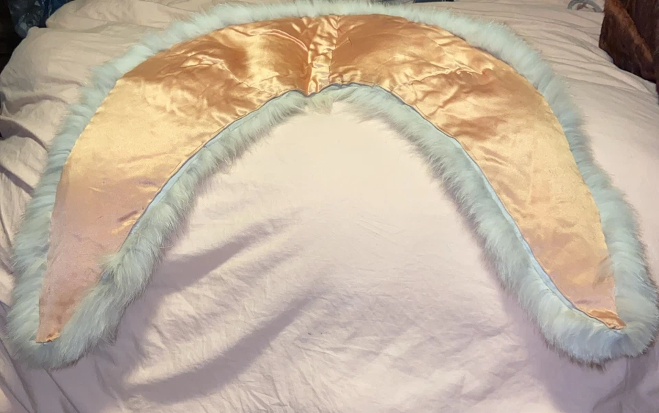 Шикарный пушистый серебряный украденный мех лисы/боа атласная подкладка ~ винтажный ~ 42 x 10» - Изображение 4 из 4