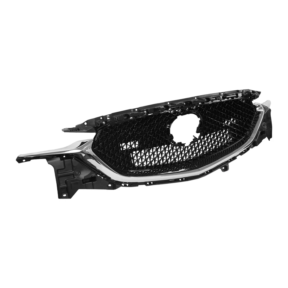 Fit Mazda CX-5 CX5 2017-2021 Front Upper Grille Black Grill w/Chrome Trim Mesh - Image 2 of 4