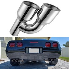 For 1992-96 Chevy Corvette C4 2.5"In Quad 4"Out Dual Wall Exhaust Tip Slant Cut