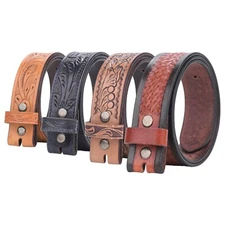 Cowboy No Buckle Belt For Unisex | 1.5" Wide Western Leather Belt for Jeans