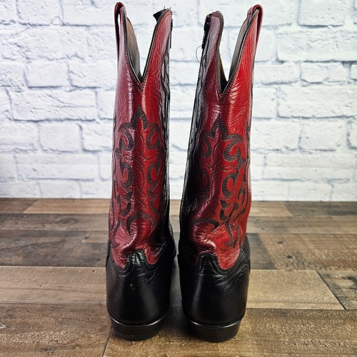 Stunning Men's Size 10 D Red and Black Handmade Cowboy Boots Side Zip - Picture 5 of 13