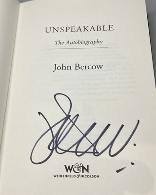 Unaussprechlich signierte Erstausgabe Autobiographie von John Bercow Hardcover
