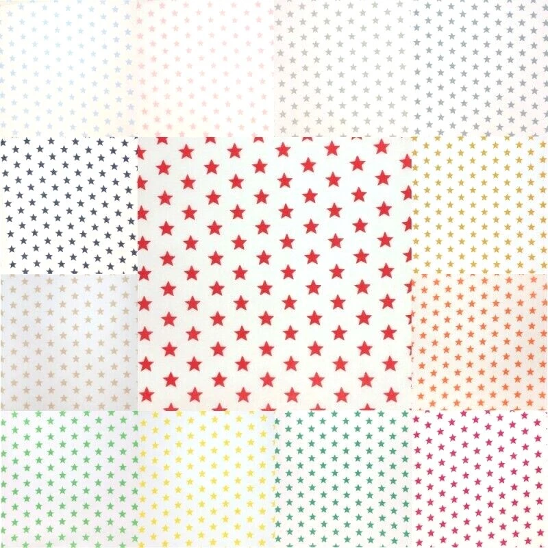 100% Cotton Fabric Small Stars Star on White Background 140cm Wide Crafty