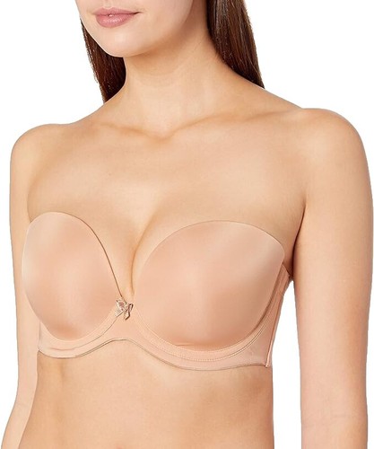 Panache Women's Porcelain Elan Underwire Smooth & Seamless Strapless Bra | Black 28DD | T-Shirt Bra, Padded with Silicone Grip at Women's Clothing store
