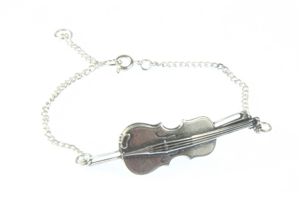 Geige Violine Viola Bratsche Geiger Musik Miniblings Armband silb. - Bild 2 von 4