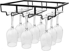 3 Rows Under Cabinet Stemware Wine Glass Holder Glasses for Bar Kitchen Black