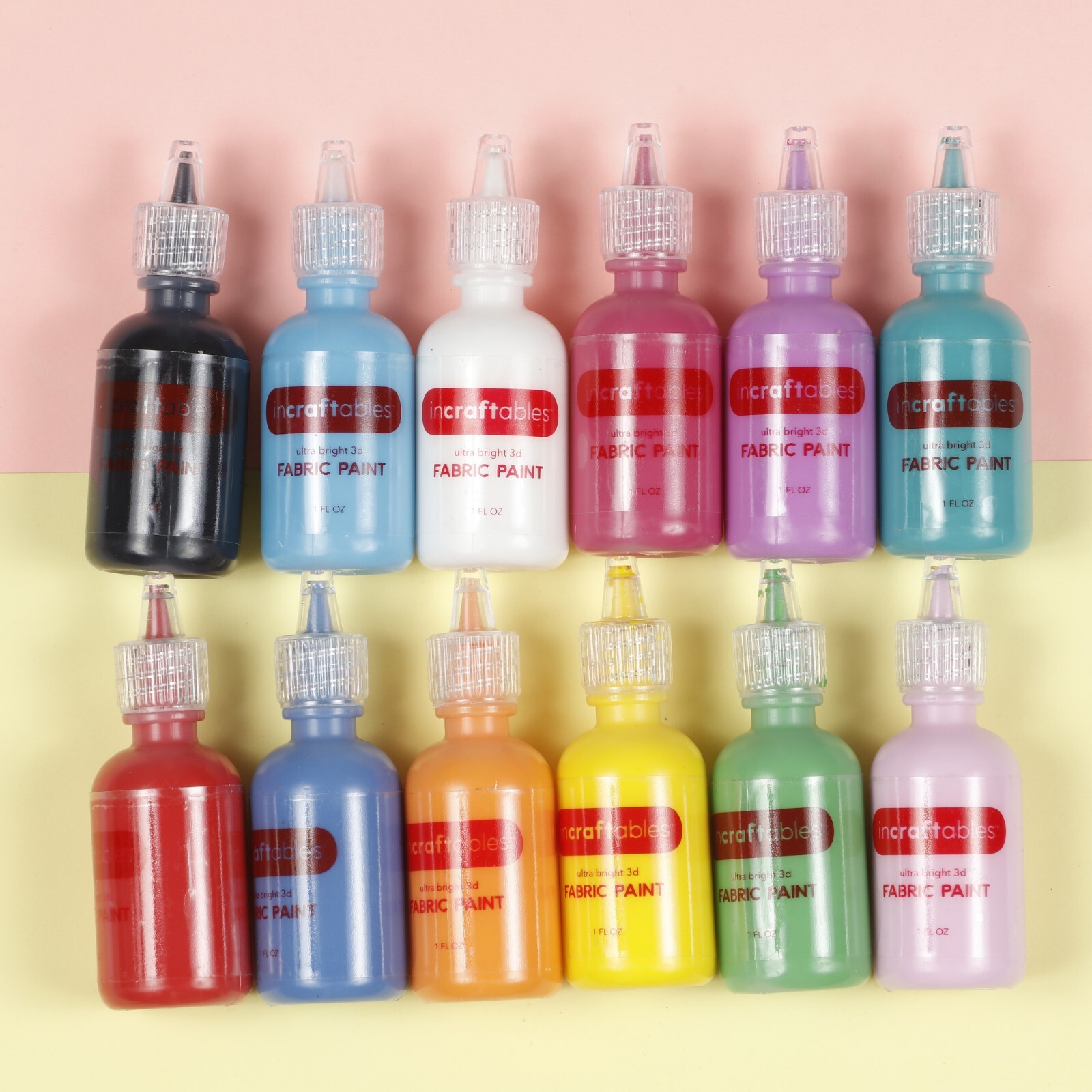 Incraftables Fabric Paint for Clothes Permanent (12 Colors Set 1 oz