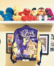 Vintage NBA Magic Johnson Los Angeles LA Lakers Chalk Line Starter Jacket