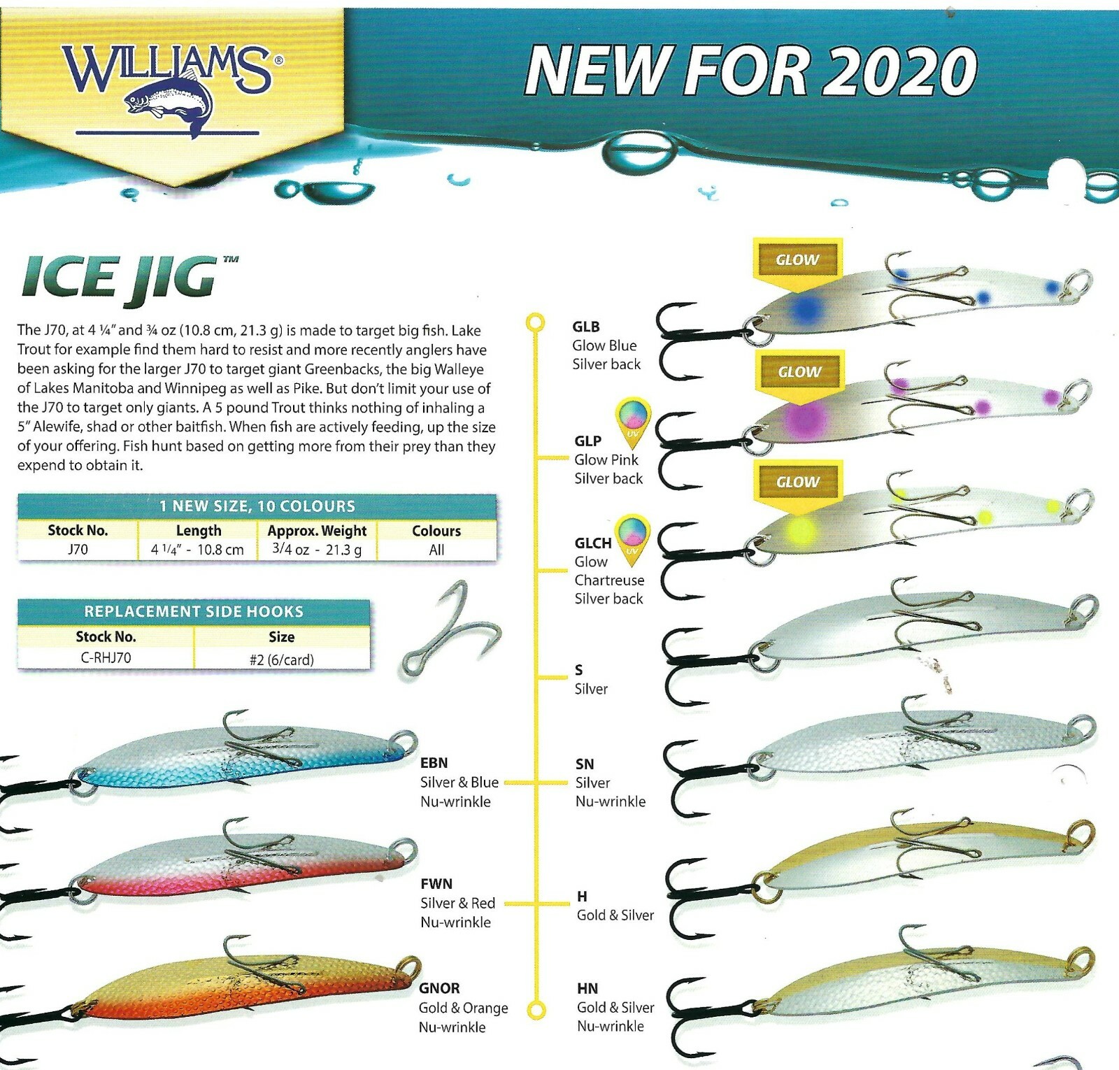 Williams Ice Jig Fishing Lure Silver & Gold Nuwrinkle J50HN 21/