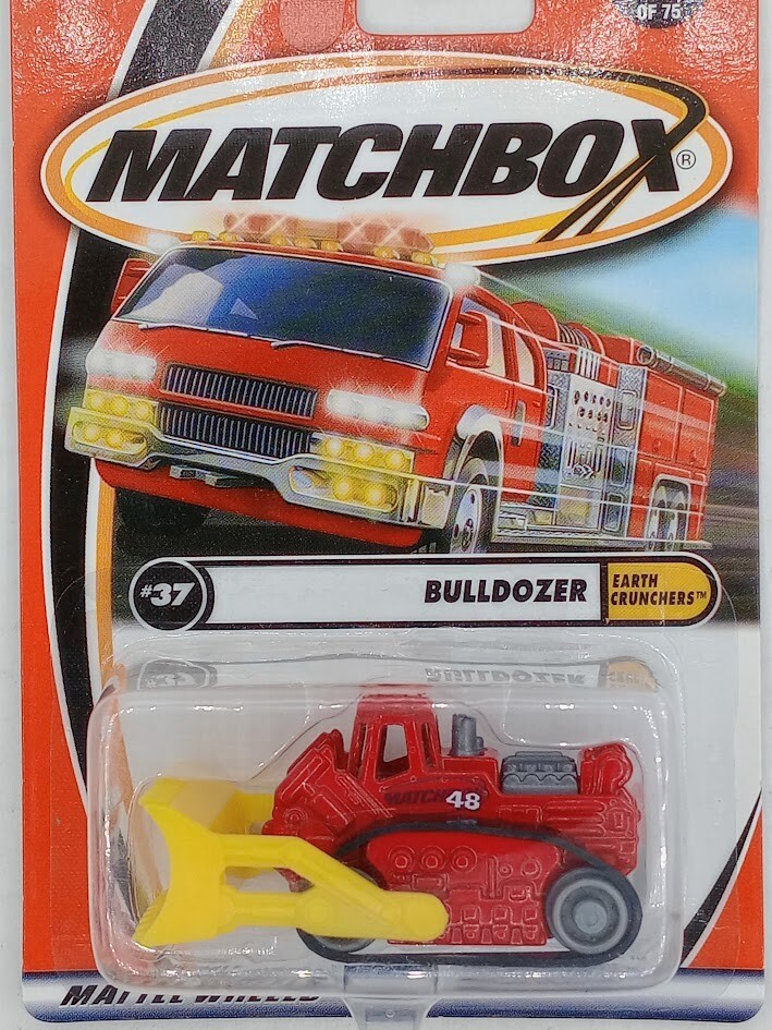 Matchbox Earth Crunchers Bulldozer Construction Vehicle #37 Red Diecast 1/64