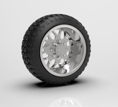 1:64  Shred  3D Printed Truck Wheel And  Stretched  Tire Setup.