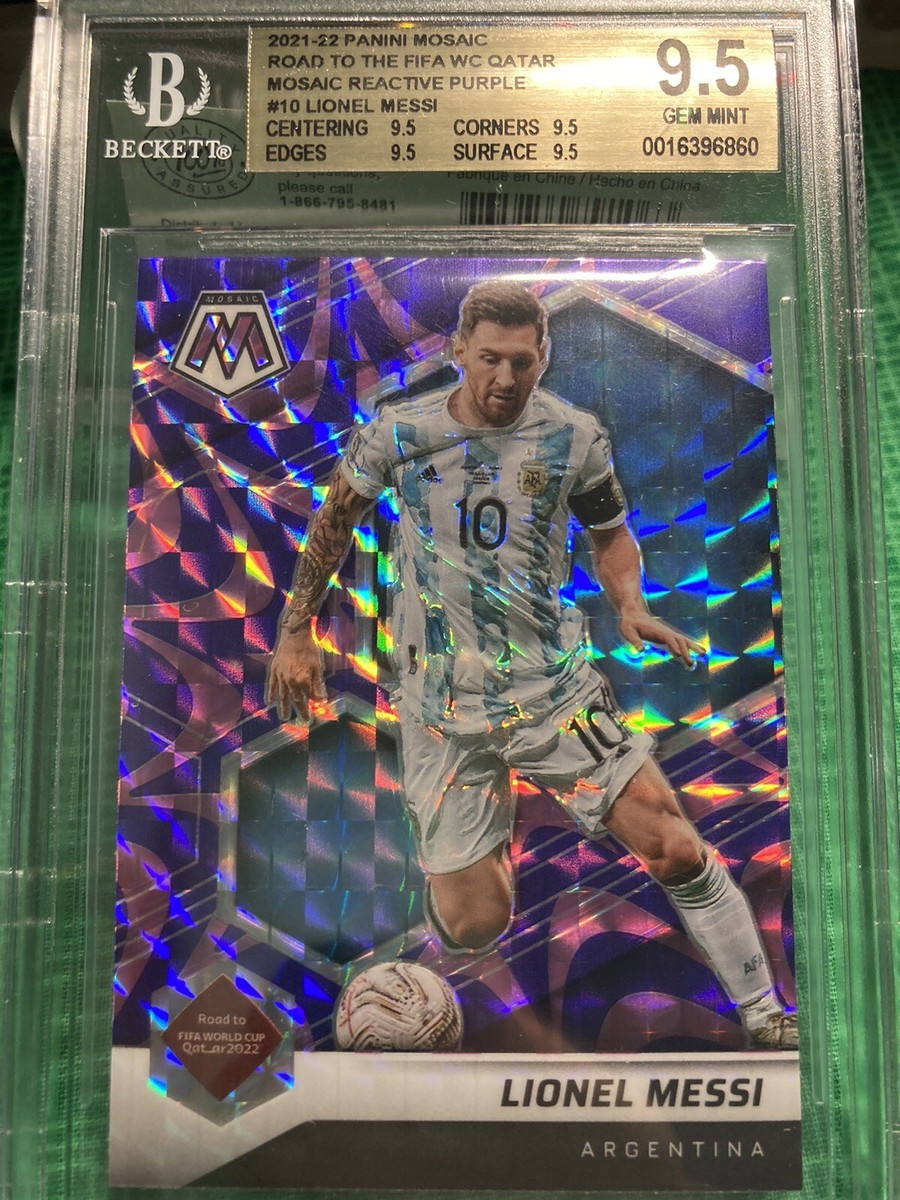 R*0様 限定！Mサイズ！アルゼンチン・マラドーナ追悼モデル★#10・MESSI 2021-22 Mosaic #10 Lionel Messi Purple Reactive Fanatic BGS