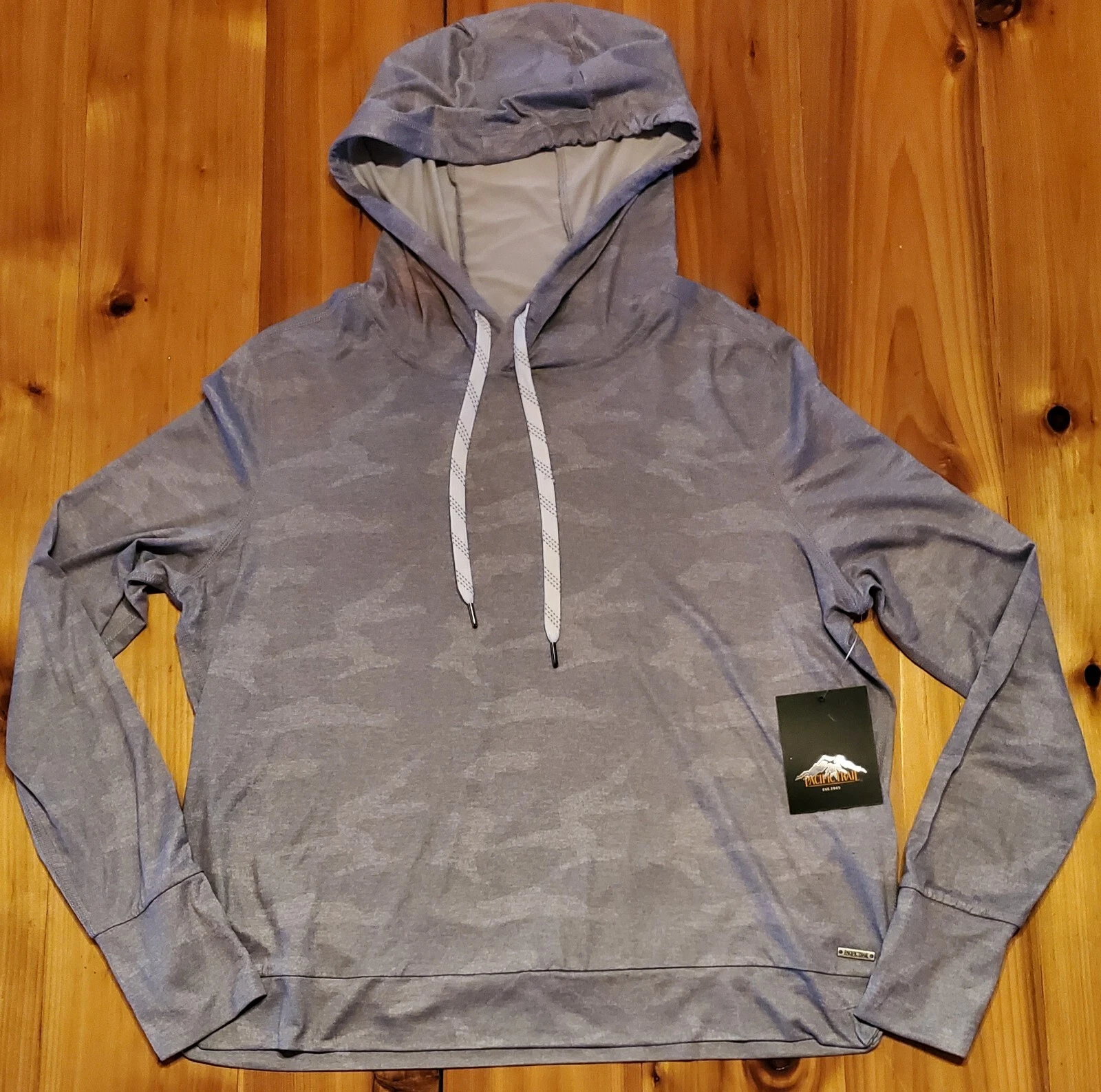 Pacific Trail Ladies Long Sleeve Gray Camouflage Hoodie- Thin/Lightweight-Medium