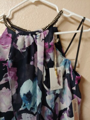 Jessica Simpson NWT NAVY MULTI Floral-Print Halter Dress w Necklace. Read below | eBay Jessica Simpson NWT NAVY MULTI Floral-Print Halter Dress w Necklace. Read below | eBay