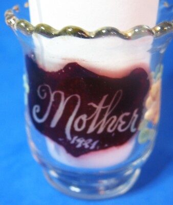 Clear Ant Hand Painted etched 1921 Mother in Ruby Flash Shield Toothpick Holder