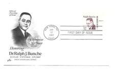 1860 20c Ralph Bunche, ArtCraft  Zip tab single FDC