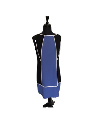 Jessica Simpson Womens A Line Dress Sz 8 Blue Black Color Block Office  Siren | eBay