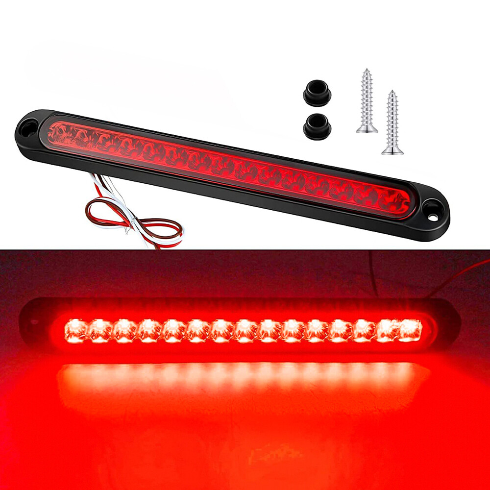 Bulbs Smoke/Tinted Car & Truck Turn Signal Light Assemblies Bzocio 2Pcs 10Inch 15 LED Trailer Light LED Stop Turn Tail Light Third Brake Bar Strip For Heavy Duty Boats Trucks Red, Third
