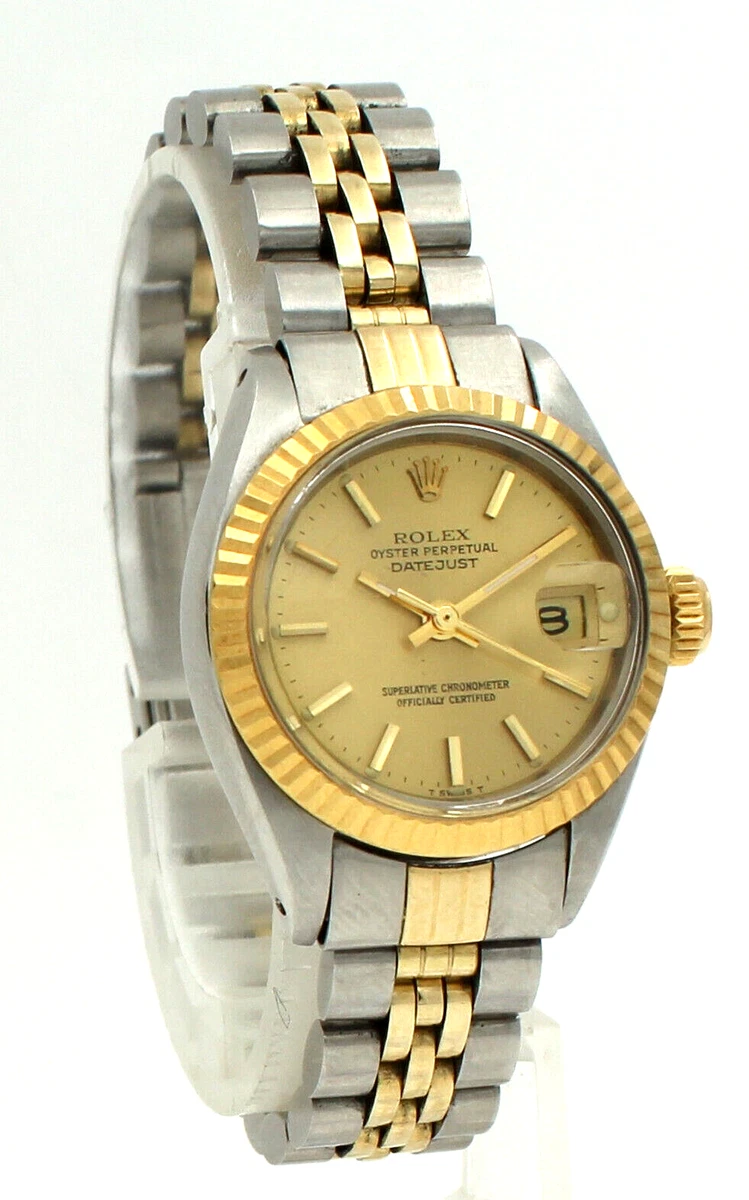 Montre Rolex Datejust Vintage pour Femme bicolore or jaune et acier inoxydable