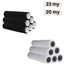 Stretchfolie Palettenfolie Verpackungsfolie 50cm 20my/23my Schwarz/Transparent