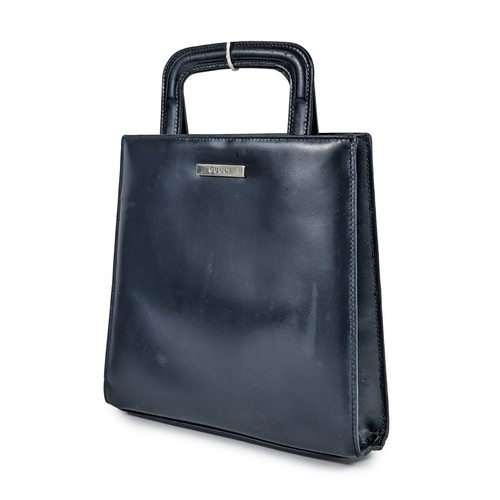 Authentic GUCCI women's dark blue leather hobo hand bag - Picture 3 of 14