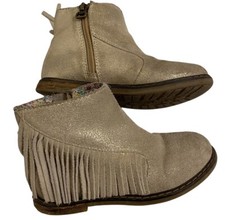 Tucker  Tate Gold Fringe Leather suede Girls zip Booties 29/US 12
