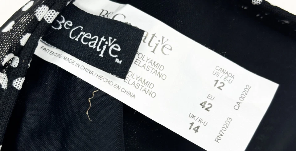 Saia falsa 12 Be Creative parte inferior de biquíni preto branco bolinhas UE 42 - Imagem 4 de 4