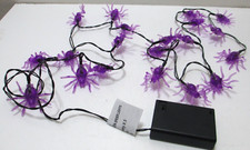 Halloween String Lights 20 LED Purple Spiders Indoor BATTERY 7' Long