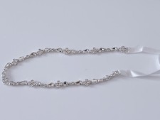 Women Wedding Bride Cream White lace Crystal Shine Slim Party Dress Sash Belt