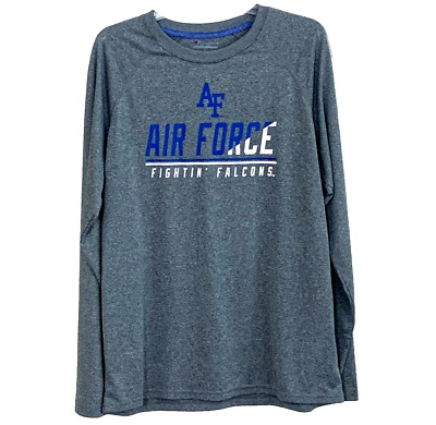 Air Force Academy T-Shirt Large Long Sleeve Gray Active Sportswear Athletic 
