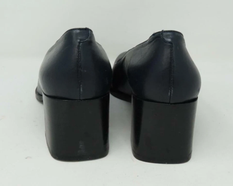 Кожаные блочные каблуки Marilyn Ansel Hobbs сделано в Италии черные женские 36,5 - США 6,5 - Изображение 4 из 4