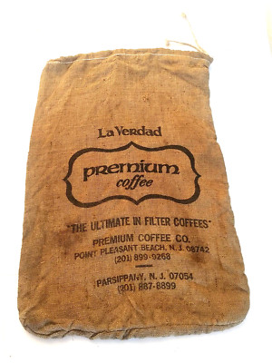 Coffee Burlap Bag Sack Point Pleasant Beach NJ 29'' x  19   Vintage  NJ