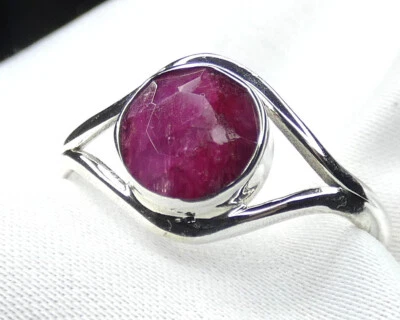 ❤️Ring 925 Silber Gr. 17,2 (54) fac. runder Rubin aus Muttergestein UNIKAT - NEU - Bild 1 von 4
