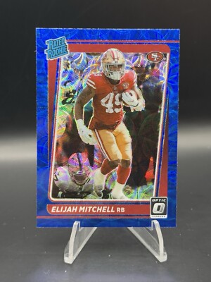 2021 Donruss Optic Elijah Mitchell Blue Scope  291 Rated Rookie  49ers