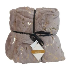 New ARDOUR Luxury Plush Throw Metallic Gold & Brown 50 x 60