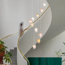 Nordic LED crystal glass Pendant Lamp Living Room stair Restaurant Hanging Light