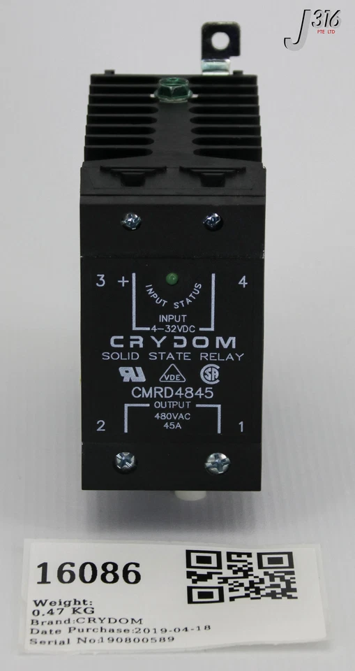 16086 Crydom Festkörperrelais, 4-32VDC, 45A, 480VAC (Neu) CMRD4845 - Bild 2 von 4