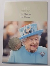2022 QEII Platinum Jubilee Brilliant Uncirculated UK Five Pounds £5 Coin On Card