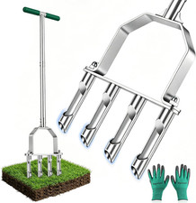 Stainless Steel Aerator Lawn Tool with 4 Heavy-Duty Hollow