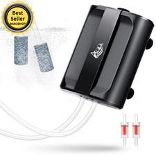 Aquarium Air Pump,3.5W 5W Dual Outlet Oxygen Pump with 2 Air Stone,Adjustable...