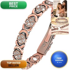 vapeples Copper Bracelet for Women, 3800 Gauss, Four-Leaf Clover with Cubic