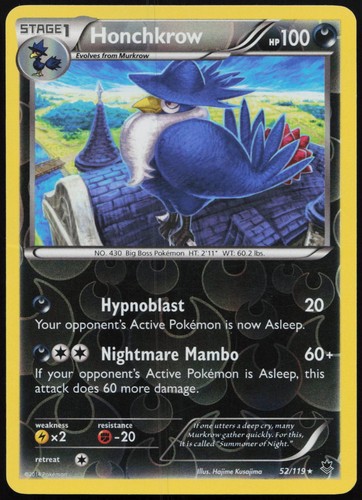 Honchkrow 52/119 Rare Phantom Forces Pokemon Reverse Holo MP