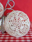 Vintage White Crochet Christmas Balls Decorations Set of 3 — photo 3