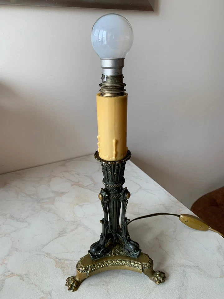 PIED DE LAMPE, style empire, bronze, hauteur 29 cm - Photo 2/4