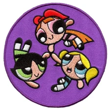 Powerpuff Girls Flying High Five Patch Cartoon Network Animation Embroidered Iro