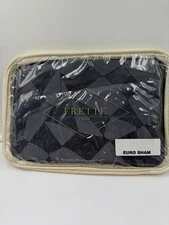 FRETTE LUX RELIEF EURO SHAM 26x26 Piombo/Grigio Blue Original $275