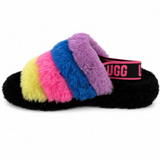UGG Fluff Yeah Platform Slides Women 9 Sheepskin Rainbow Pride Slingback Sandal