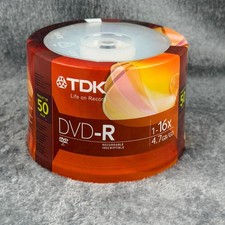 TDK DVD-R 4.7GB 16x Recordable Media 50 Pack Spindle Blank Discs New Sealed