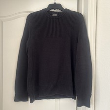 VTG Polo Ralph Lauren Men's Black Cotton Knit Pullover Sweater Crew Neck Medium